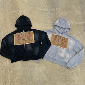 Sudadera con Capucha para Hombre, 100% Algodón, Corte Regular, Lavado Ácido, con Cierre, Logotipo Personalizado Bordado, Diseño Vintage, Forrada, Invierno, Ecológica, Transpirable - Product Image 1