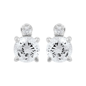 Pendientes minimalistas de plata de ley 925 con circonitas, joyería de moda para mujer, venta al por mayor. - Product Image 1