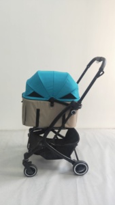 Poussette pliable légère à 4 roues pour animaux de compagnie, transporteur pour chats et chiens de petite taille, amortisseurs, capacité de 20 kg, compatible avec le vélo et les voyages - Product Image 4