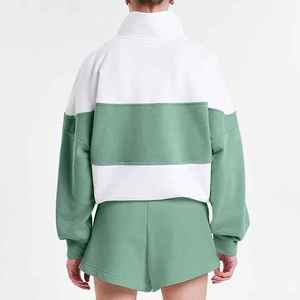 Ensemble de sweat-shirts courts décontractés pour femmes, dernière tendance, été, 100% coton, taille oversize, 2 pièces, respirant, logo personnalisé - Product Image 3