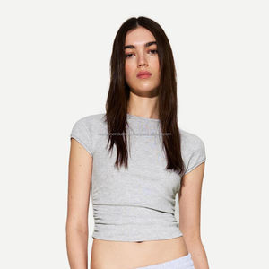2025 Nueva camiseta de moda, Top corto para mujer, Top corto personalizado con diseño de su, Top corto de alta calidad - Product Image 1
