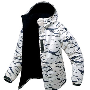 Chaqueta Impermeable Unisex para Esquí y Snowboard, Color Blanco Gris Carbón, Estampado de Rayas de Tigre, Forro Polar, Capucha, Abrigo de Invierno, Logotipo Personalizado - Product Image 5