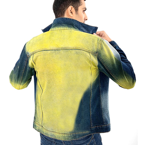 Chaqueta vaquera premium con efecto desgastado, 100% algodón, diseño personalizable para hombre, chaqueta informal transpirable de mezclilla. - Product Image 2