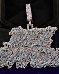 Pendentif personnalisé en moissanite baguette, en argent 925, passe le testeur de diamant, entièrement serti, style hip-hop, bicolore, pour homme - Product Image 1