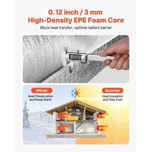 3mm <b>Reflective</b> <b>Insulation</b> Roll EPE Foam Core Radiant Barrier 48 X 250 ft Aluminum Foil White PE Film Heat <b>Reflective</b> Shield 250 - Product Image 4