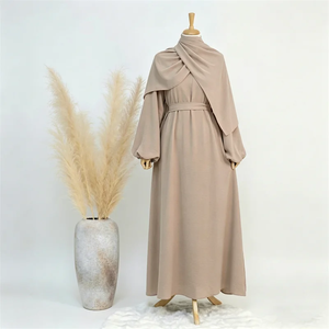 Abaya informal de manga larga hecha a mano, de alta tendencia, transpirable, de poliéster, con volantes, largo hasta el suelo. - Product Image 3