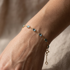 Natural Aquamarine Gemstone Bracelet in <b>Solid</b> 18k Yellow <b>Gold</b> Rose <b>Gold</b> Plated Handmade Jewelry for Women & Girls Gift - Product Image 6
