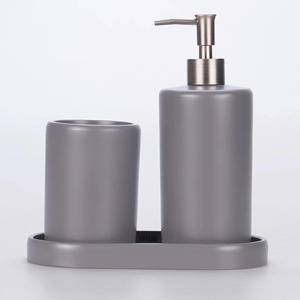Distributeur de savon noir minimaliste avec plateau, idéal pour le comptoir de salle de bain, l'évier de cuisine, support pour savon liquide et décoration moderne - Product Image 3
