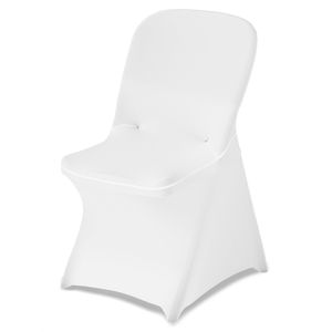 30 housses de chaise blanches en polyester et élasthanne, extensibles, à devant plat, pour banquets, dîners, fêtes et mariages - Product Image 1