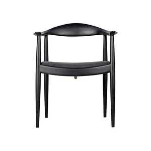 Chaise de salle à manger en teck massif de qualité supérieure avec coussin noir, style minimaliste, pour restaurant et café - Product Image 6