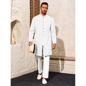 2025 hommes Kurta manteaux indien col Mandarin mariage fête vêtements décontracté caftan Robe pour tenues ethniques décontracté - Product Image 1