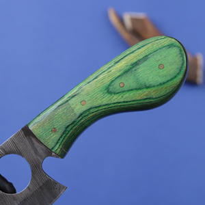 Couteau de Découpe à Lame Fixe en Damas Forgé Sur Mesure, Manche en Pakka, Étui en Cuir, OEM, Manche Plein, Couteau Utilitaire Compact pour le Camping - Product Image 5