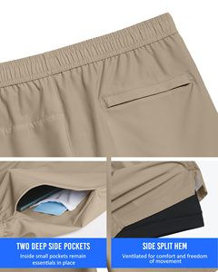 Shorts de bain pour homme, couleur unie, séchage rapide, avec cordon de serrage à la taille et poches, vêtements de sport décontractés - Product Image 2