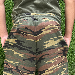 <b>Camouflage</b> Men's <b>Shorts</b> With Dripping Print Logo Drawstring Waist Pockets Casual Style Mid Rise Breathable Knitted Fabric - Product Image 3