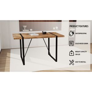 Moderno rurale industriale 55 \ "tavolo da pranzo rettangolare MDF legno scuro 1.5 \" spessore legno ingegneria gambe in metallo nero per 4-6 - Product Image 5
