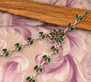 Collar de Plata de Ley con Esmeralda y Cristal Verde Natural, Hecho a Mano, con Colgante Floral, de Alta Calidad, Regalo para Mujeres y Niñas - Product Image 2