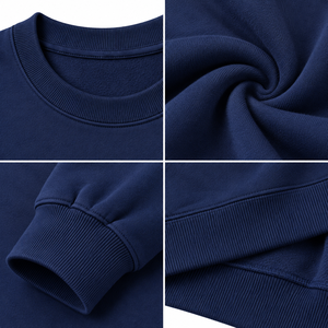 <b>Women's</b> Navy Blue Crew Neck <b>Sweatshirt</b> with Light Blue and <b>White</b> 1938 Front Graphic Long Sleeve Pullover Ribbed Cuffs Casual - Product Image 6