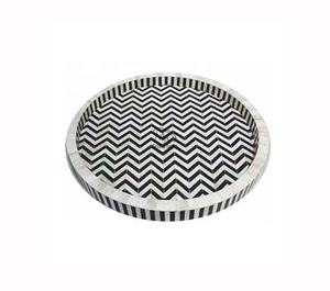 Plateau de service décoratif rond en incrustation d'os de haute qualité, différentes couleurs - Product Image 4