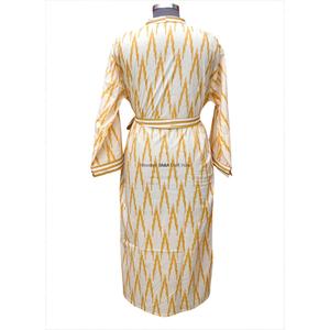 Bata Kimono de Algodón Orgánico con Cuello en V, Estampado Floral Bohemio, Tejida, Larga, con Cierre de Cinturón, de Secado Rápido y Transpirable para Mujer - Product Image 6