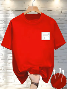 Men's Formal Short Sleeve Casual <b>Shirt</b> Solid Color Front Logo Silk Screen Printed Breathable Cotton Flannel Summer Wear - Product Image 4