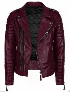 Chaqueta de Motociclista de Cuero PU Marrón para Hombre, Corte Ajustado, Cuello Camisero, Cierre de Cremallera, Manga Larga, para Otoño - Product Image 5