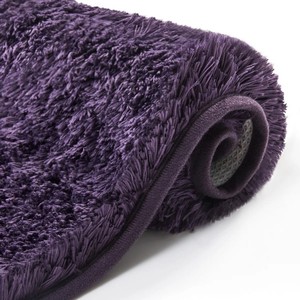 Alfombra de Baño Rectangular de Microfibra Morada, Antideslizante, con Base de Goma, Gruesa, con Mechones, Estilo Moderno para Baño - Product Image 6