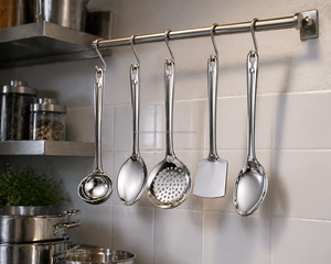 Premium Heavy Duty Stainless Steel Spoon with <b>Mirror</b> Finish Long Handle Kitchen Utensil Set Supplier - Product Image 1