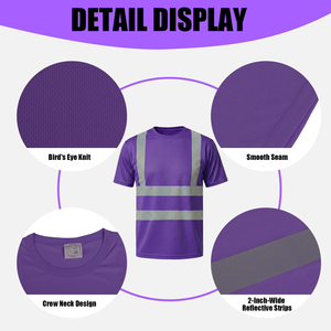 Camiseta de Seguridad de Trabajo de Manga Corta, Transpirable, Reflectante, con Cuello Redondo, para Verano - Product Image 4