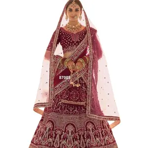 Indian Wedding Clothing Exclusives Wedding Maroon Lehenga Fashion Bridal Lengha Choli Punjabi Designer wedding wear lehenga 2023