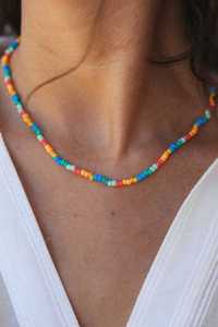 Collar de gargantilla con cuentas de lapislázuli blancas a granel, cuentas individuales de vidrio pequeñas color crema, suministro de joyería para mujer - Product Image 5