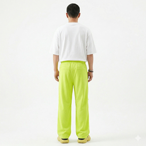 Lightweight Ribbed Polyester Track Pants Men Elastic Waist Loose Fit Breathable Streetwear <b>Trousers</b> Custom Manufacturing - Product Image 3