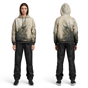 Conjunto Deportivo Informal Unisex con Capucha y Cremallera, Estampado a Cuadros, Sublimado, Ligero, de Caustic International - Product Image 2
