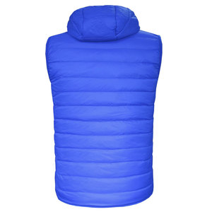 Chaleco Acolchado Grueso Azul para Hombre con Capucha, Forro de Sherpa y Ribete de Piel - Fabricante Personalizable - Product Image 2