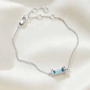 Pulsera de Plata de Ley con Aguamarina en Corte Baguette, Piedra Azul de Nacimiento de Marzo, Regalo de 18 Años para Ella - Product Image 5