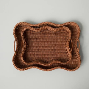 Plateau en rotin élégant, prix direct usine, design bohème tissé à la main, plateau de service en rotin pour pique-nique - Product Image 2