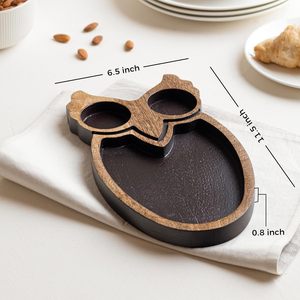 Mango Wood Owl Chip & Dip Platter Decorative Wooden Serving <b>Tray</b> for Snacks Small Appetizer Platter <b>Tray</b> Available for Sell - Product Image 2