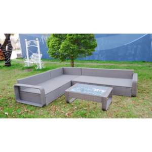 PE <b>Rattan</b> L-Shaped Outdoor Garden Furniture Set with <b>Cushions</b> & Coffee Table for Garden & Patio Use - Product Image 1