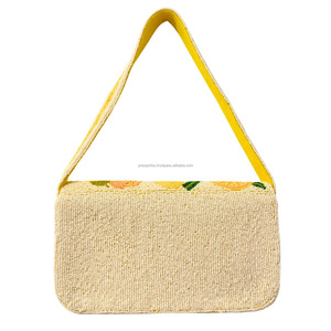 Bolso de hombro de limón con cuentas hecho a mano, patrón geométrico, para mujer, con asa única, moda otoño, bolso tote, personalizado, al por mayor, multicolor, con aros - Product Image 6