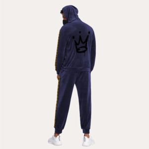 Men Hooded Tracksuit Set Full Zip <b>Jacket</b> And Sweatpants Solid Color Breathable Regular Fit Polyester <b>Winter</b> Casual Wear - Product Image 4