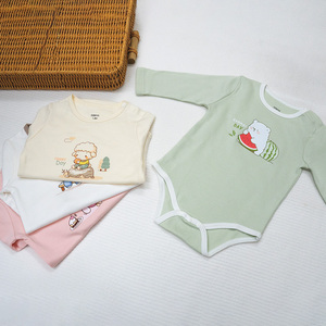 Cute Cartoon Infant Kimono <b>Wrap</b> Shirt Organic Cotton Long Sleeve Crew <b>Neck</b> Single Button Knitted Fabric Breathable Unisex 4 - Product Image 5