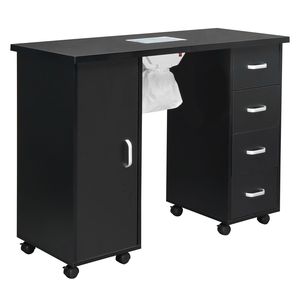 Table de manucure noire en MDF à porte simple avec 4 tiroirs et ventilateur - Product Image 4
