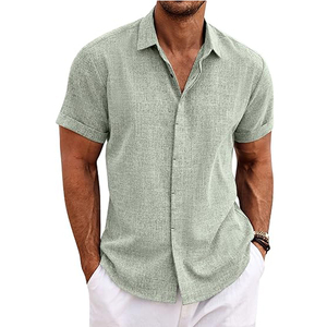 Men's Slim Casual Summer Long Sleeve <b>Button</b>-Up <b>Shirt</b> 100% Cotton Satin Fabric Large Size for Work - Product Image 6