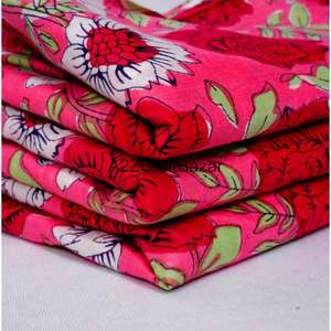 Tissu en coton pur 100 % fait main, imprimé au bloc, écologique et léger, pour vêtements de filles, robes et pyjamas – Vente en gros - Product Image 3