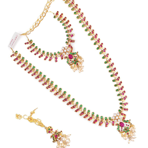 Ensemble de colliers doubles de créateur Jewelemarket, pierres Pota, perles, bijoux plaqués or fin pour un usage quotidien, occasions de mariage - 10575619PGR - Product Image 2