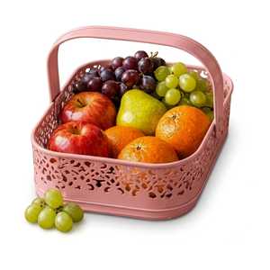 Panier à fruits rectangulaire en métal jaune de luxe avec poignée, plateau de rangement portable, capacité de 6 à 10 L, finition enduite de poudre, imperméable - Product Image 4