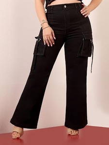 Jet Black Denim Women's <b>Boot</b> Cut Knee-Length Jeans-Eco-Friendly Vintage Style - Product Image 2