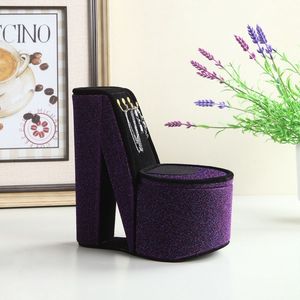 Espositore per Gioielli a Forma di Scarpa con Tacco Alto, in Velluto Viola, 23 cm, con Ganci - Product Image 4