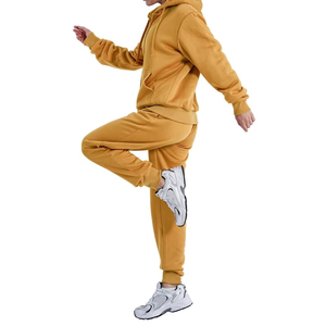 Conjunto Deportivo de 2 Piezas para Mujer, Color Sólido, con Capucha, de Algodón, Informal, para Correr, con Cierre Completo y Bolsillos Laterales, para Otoño - Product Image 3