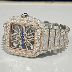 VVS Moissanite Diamond Watch Mouvement entièrement automatique Montres à quartz surélevées 14k Rose & White Tone Thorns Diamond Watch - Product Image 2