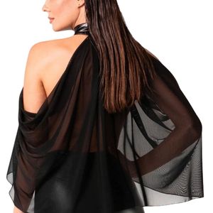 Women's Black Sheer Mesh Bodysuit Long Sleeve High Neck Stretch Slim Fit One Piece Elegant Transparent Fashion Bodywear Top - Product Image 3